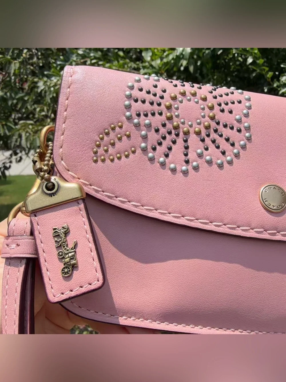 Coach Clutch With Tea Rose Rivets 27190